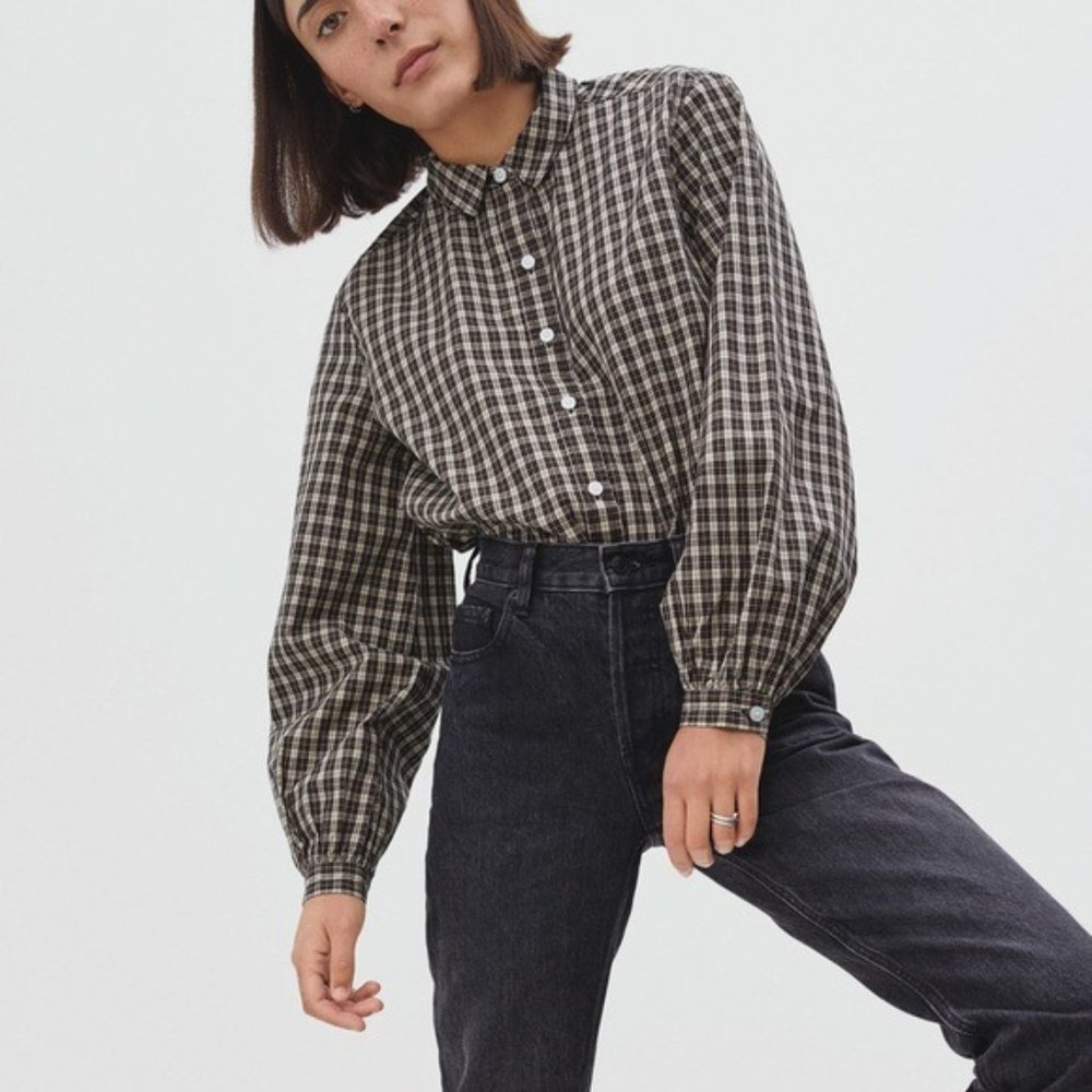 Everlane Brown Plaid Shirt - Size 10